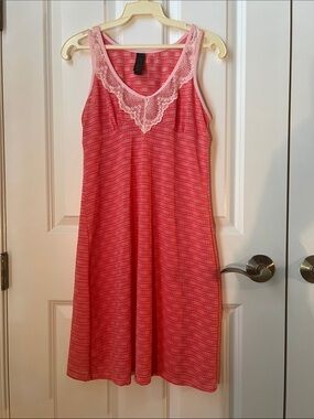 Women's Pink Lace-Trim Sleep Chemise Midnight Coco Size Large